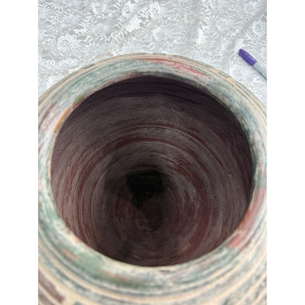 Vintage Handmade Pottery Vase 11” Tall Earth Tone Neutral Southwestern Decor - Picture 4 of 7